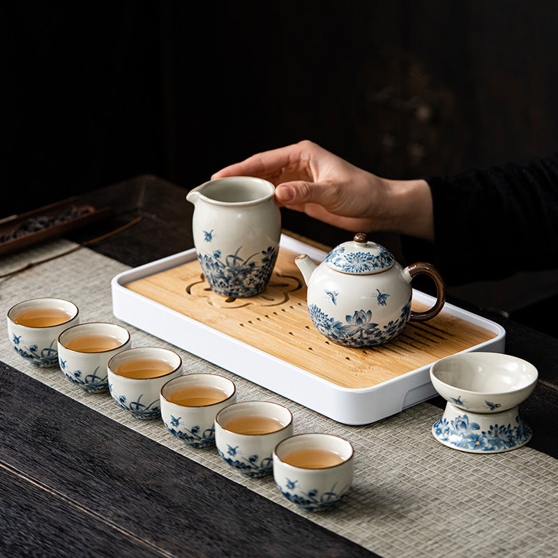 Ru Kiln Porcelain Multifloral Tea Set
