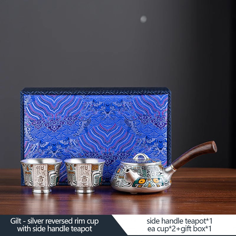 Auspicious Elephant and Wish fulfilling Gilt silver Set
