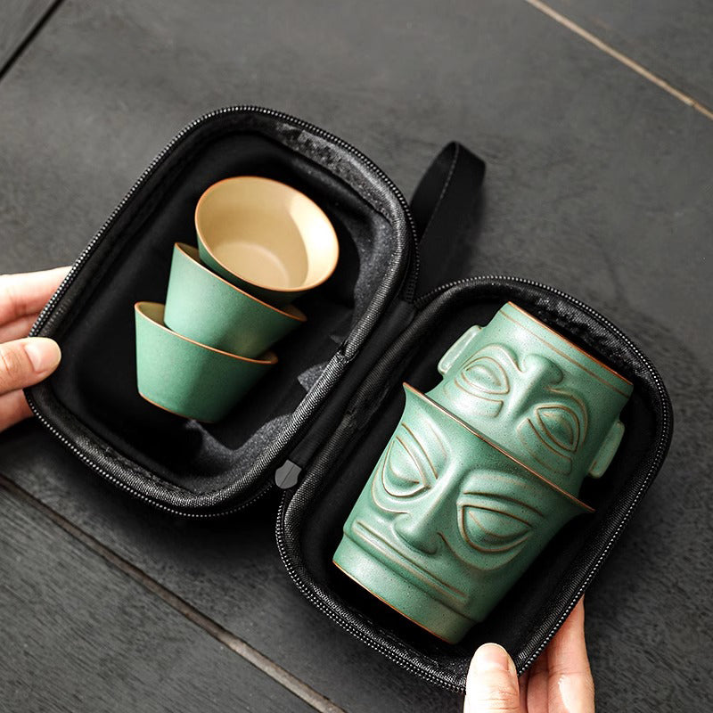 Creative Portable Tea Set with Sanxingdui Elements