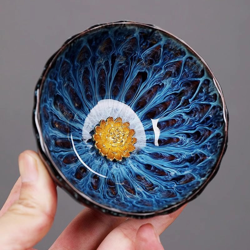 Kiln Variation Golden Lotus Jianzhan