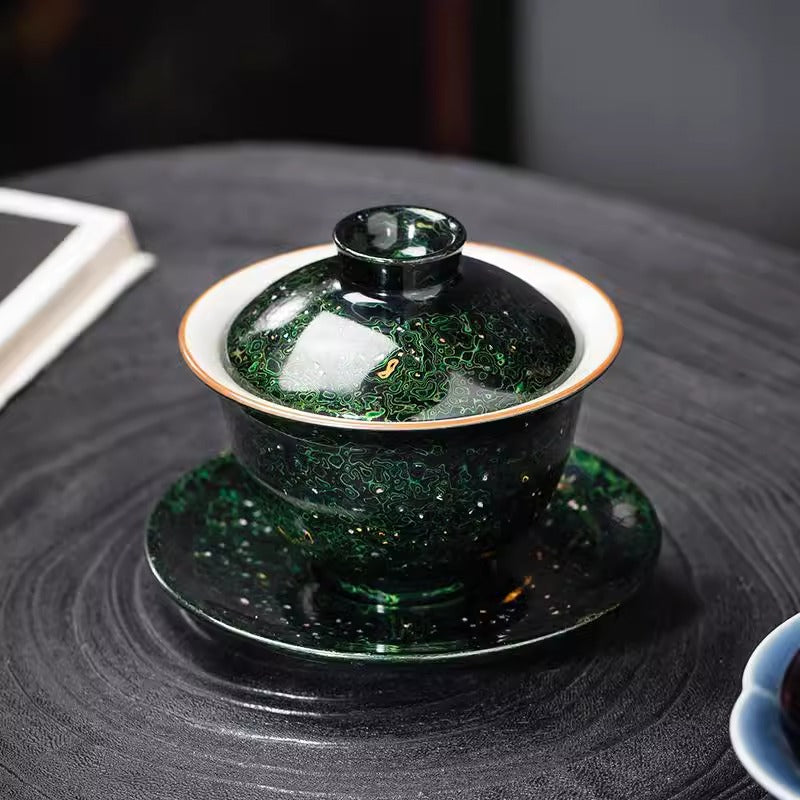 Intangible Cultural Heritage Lacquered Ru Kiln Covered Bowl