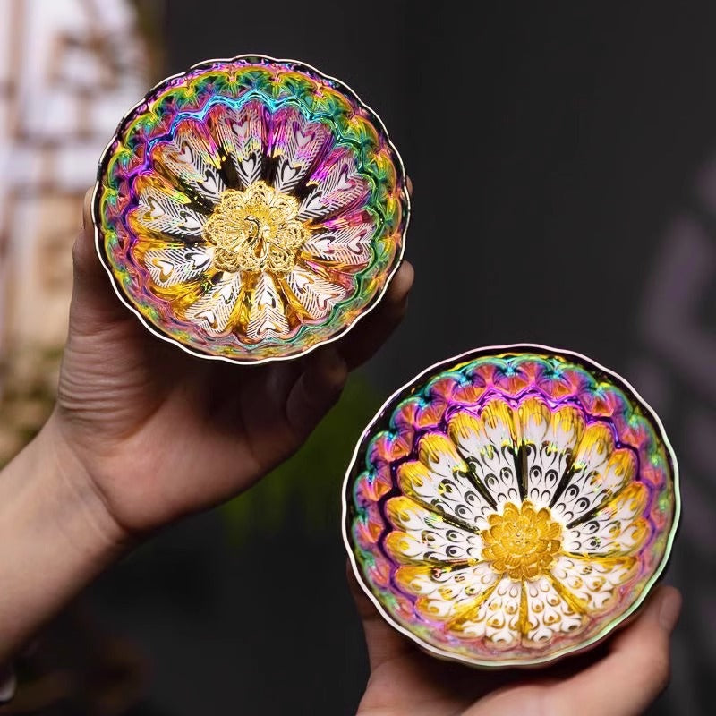 Colorful Golden Peacock Jianzhan Tea Cup