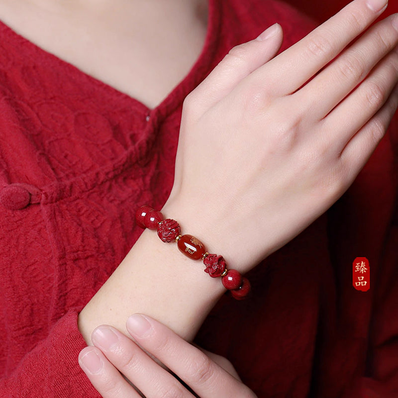 Chinese Zodiac Cinnabar Keep Away Evil Spirits Blessing Bracelet