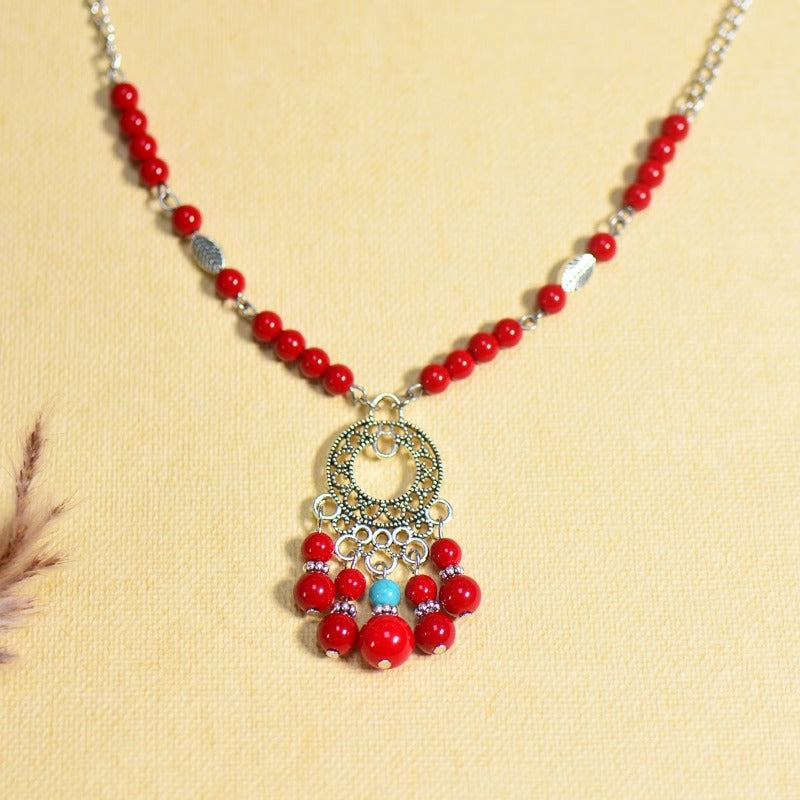 Yunnan ethnic style forehead pendant + earrings