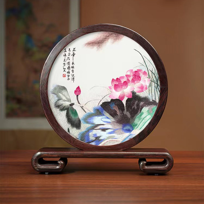 Suzhou embroidery featuring Chinese landscapes, flowers and plants