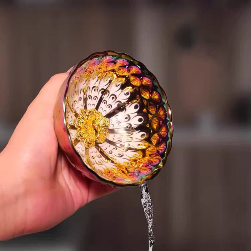 Colorful Golden Peacock Jianzhan Tea Cup