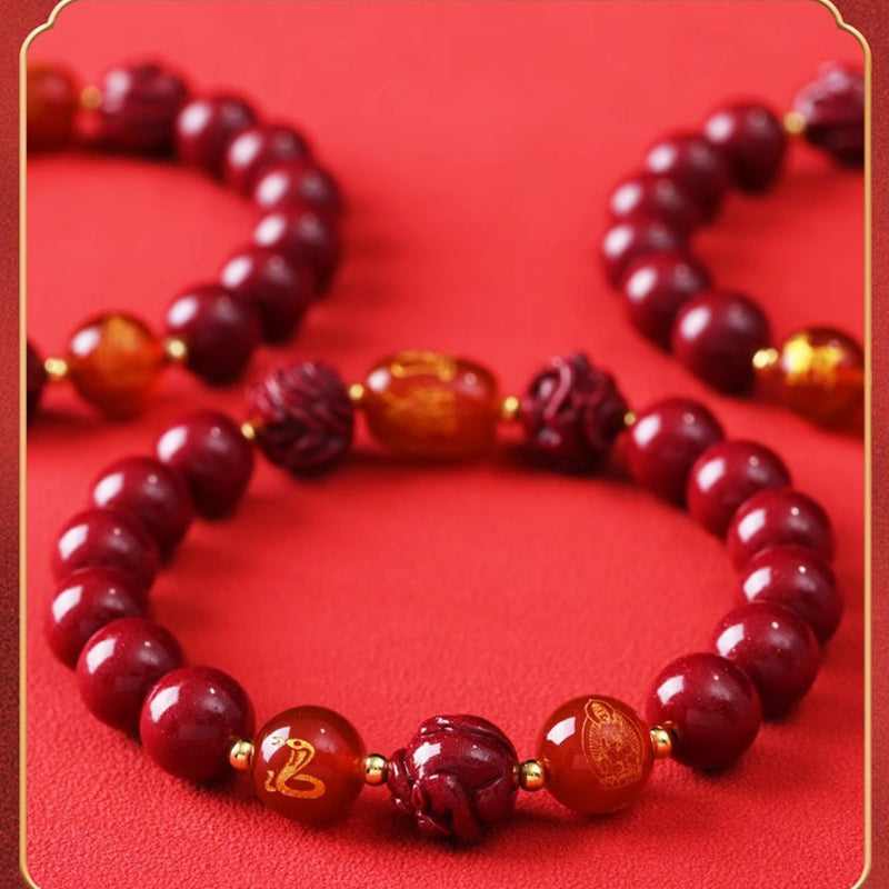 Chinese Zodiac Cinnabar Keep Away Evil Spirits Blessing Bracelet