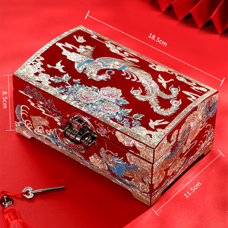 Jewelry box with the pattern of dragon and phoenix symbolizing auspiciousness