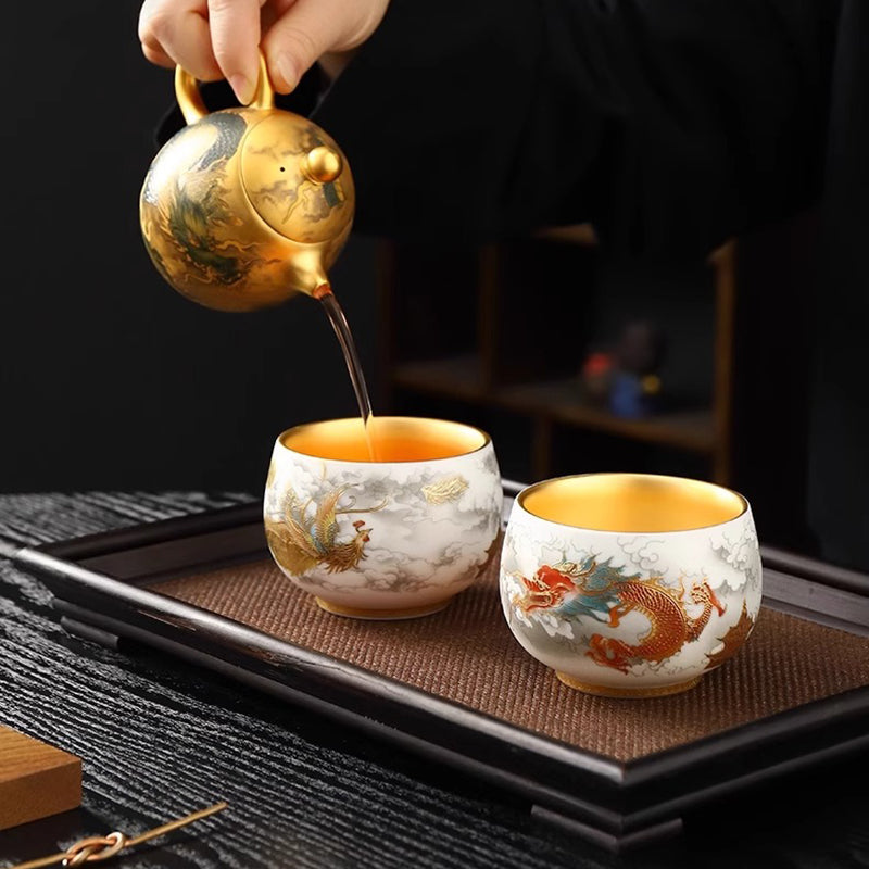 24K Gilt Auspicious Dragon Master Cup