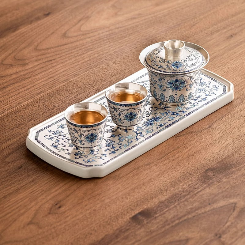 Gilded Silver Good Fortune Lotus Three Layered Covered Bowl Set