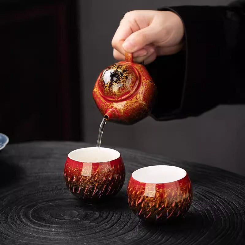 Intangible Cultural Heritage Lacquered Teapot - Cinnabar Skin Technique