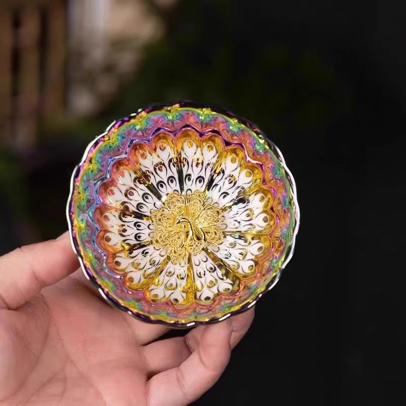 Colorful Golden Peacock Jianzhan Tea Cup