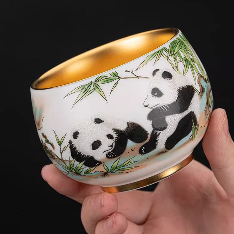 24K Gilt Panda Arhat Cup