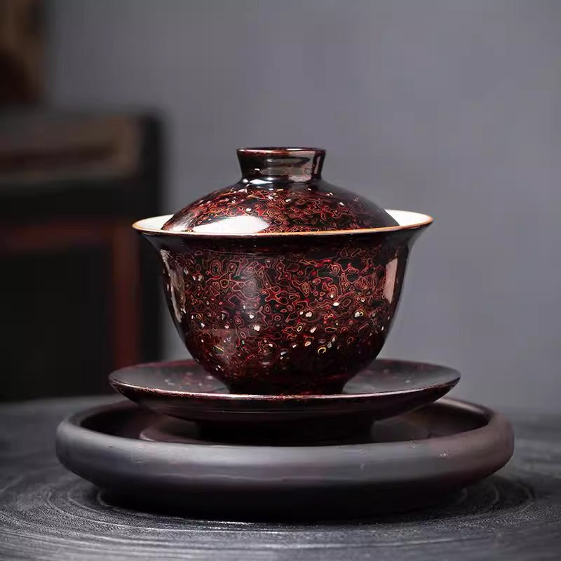 Intangible Cultural Heritage Lacquered Ru Kiln Covered Bowl