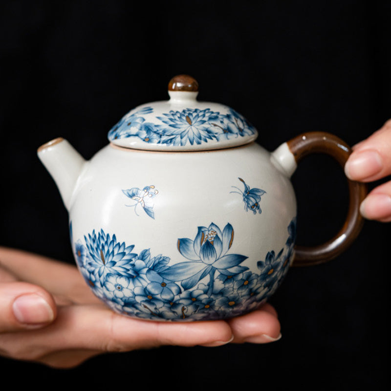 Ru Kiln Porcelain Multifloral Tea Set