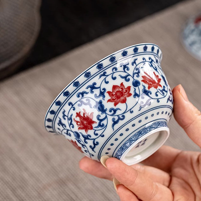 Blue and white Three Layered Covered Bowl with Intertwined Lotus Patterns