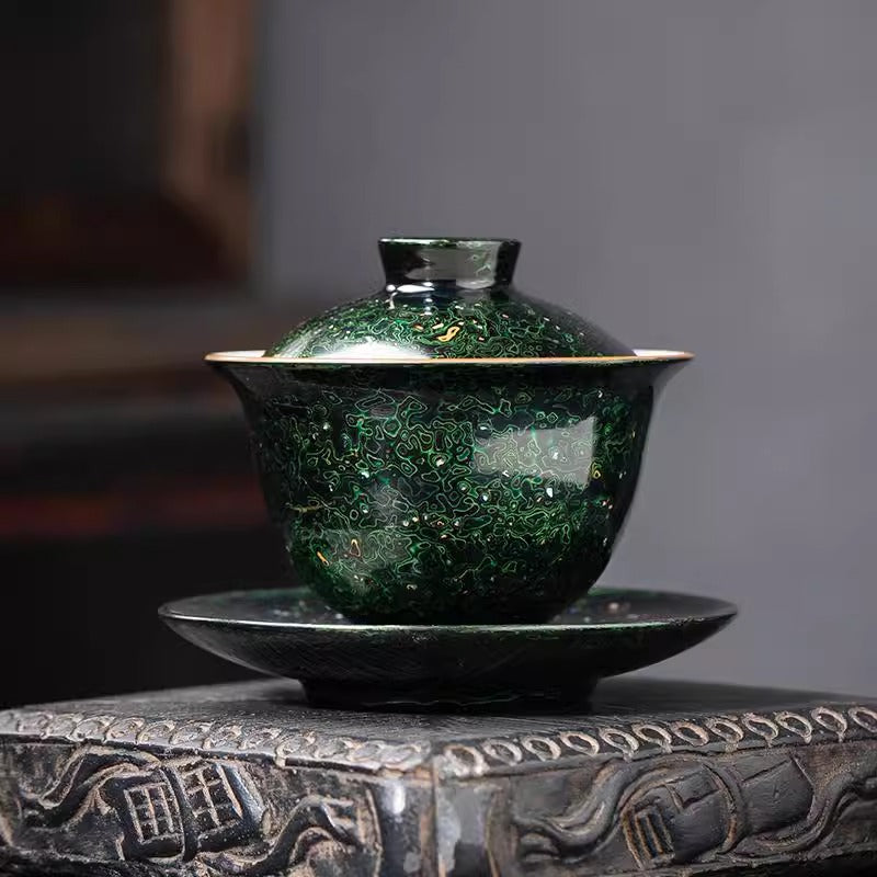 Intangible Cultural Heritage Lacquered Ru Kiln Covered Bowl