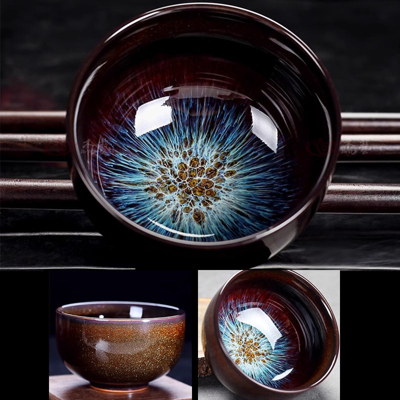 Kiln Variation Flowing Sand Gold Host Cup - Jianzhan