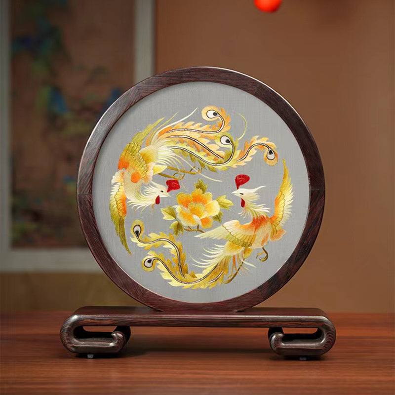 Suzhou embroidery featuring auspicious dragon and phoenix patterns