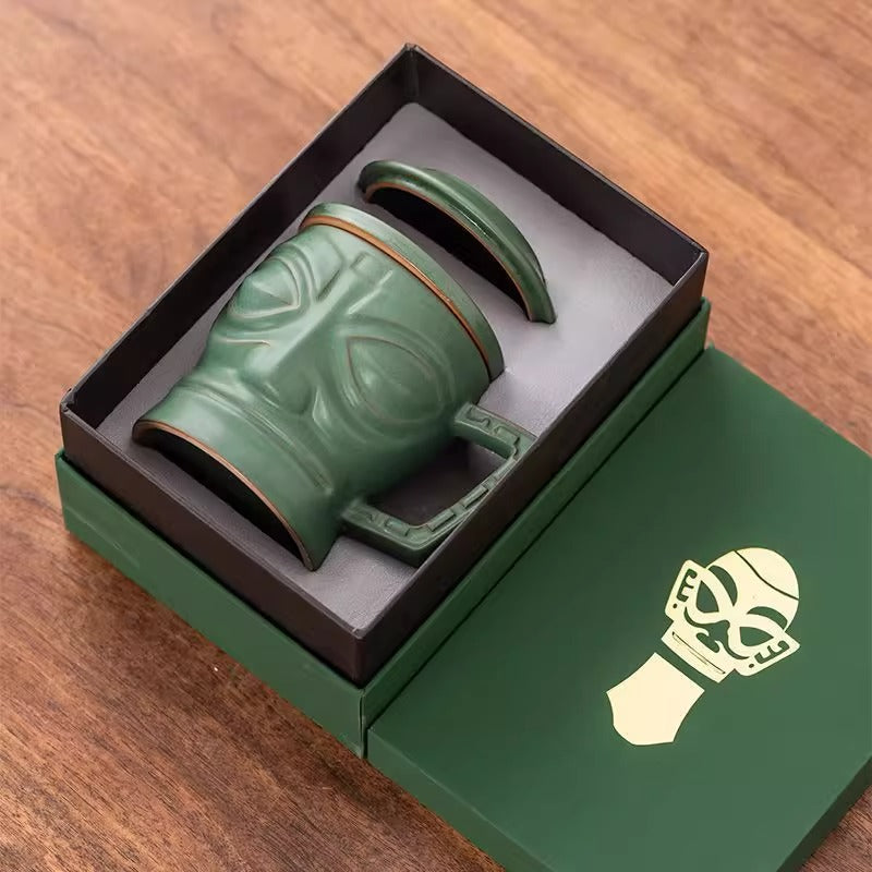 Sanxingdui Mask-shaped Mug with a Lid