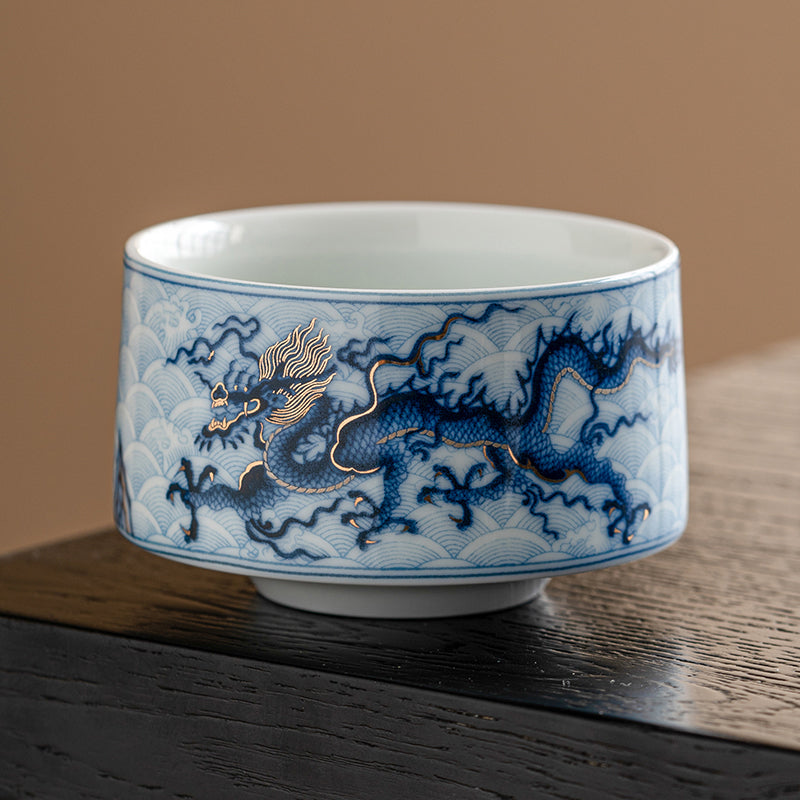 Gold and Silver Blue Dragon Tattoo Cup