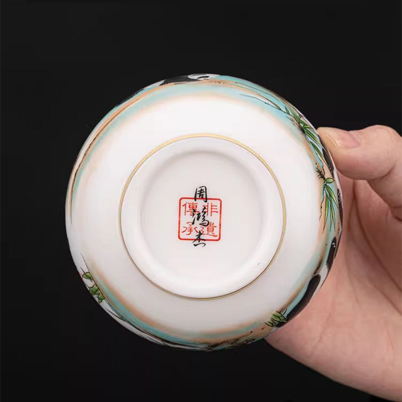 24K Gilt Panda Arhat Cup