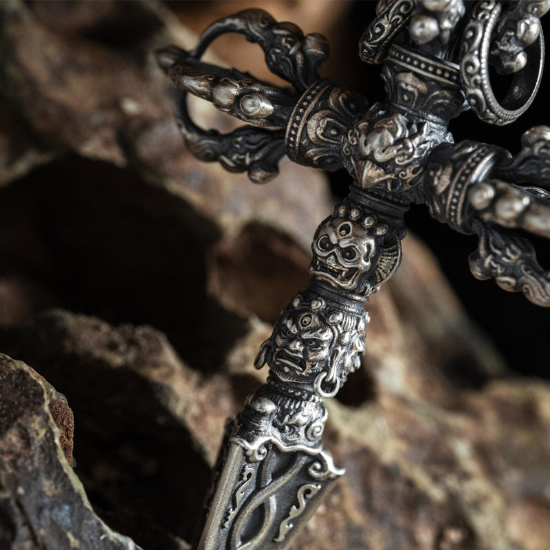 S925 Pure Silver Demon - Subduing Vajra Pestle Necklace