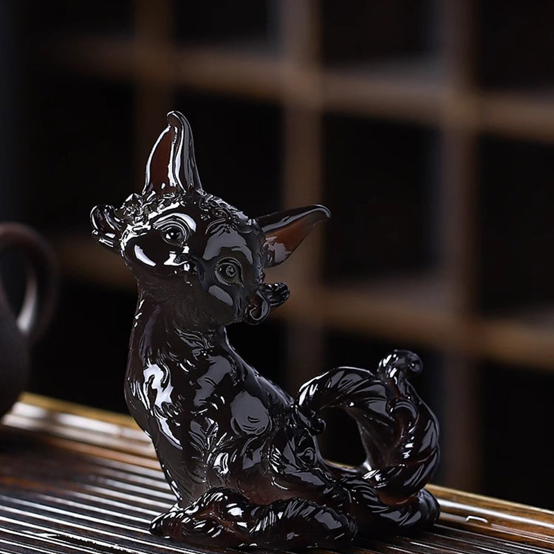 The color-changing tea pet in the shape of a Nine-Tailed Spiritual Fox