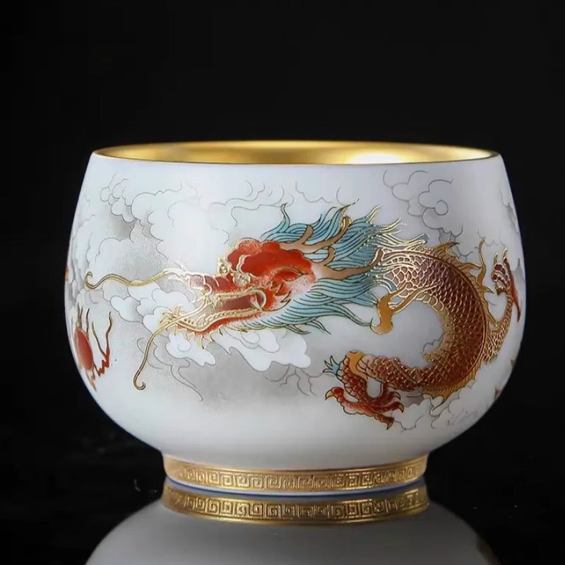 24K Gilt Auspicious Dragon Master Cup