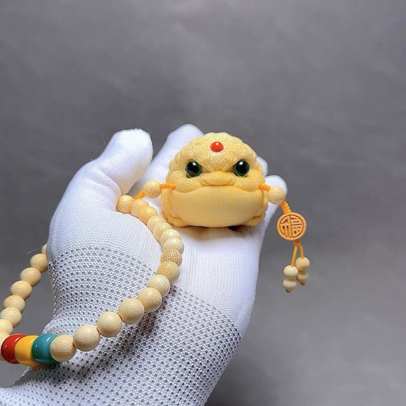 Handmade bamboo root golden toad