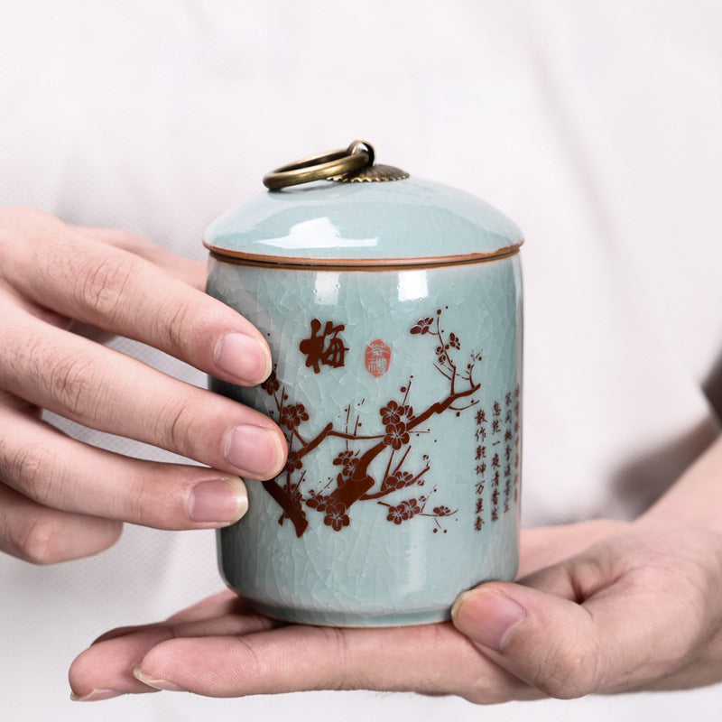 Ge Kiln Tea Caddy with Ice crack Pattern