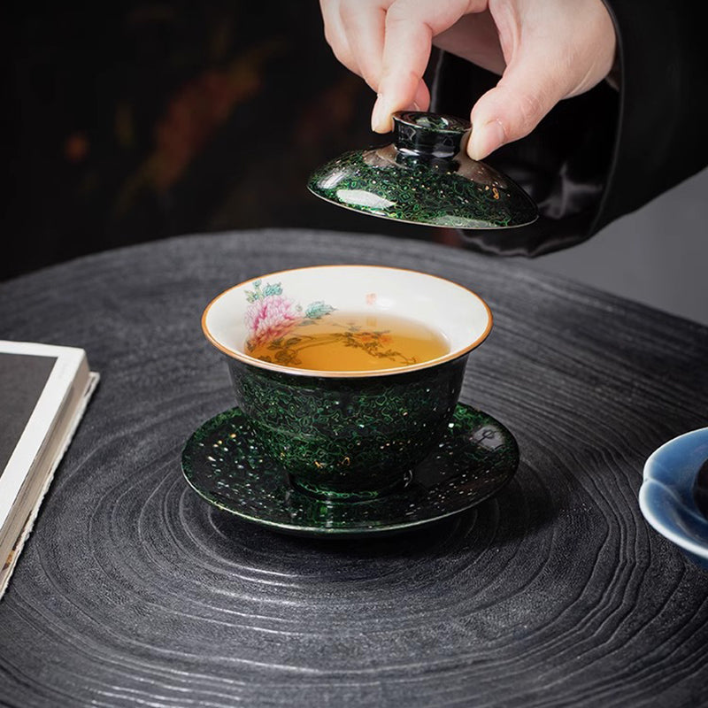 Intangible Cultural Heritage Lacquered Ru Kiln Covered Bowl