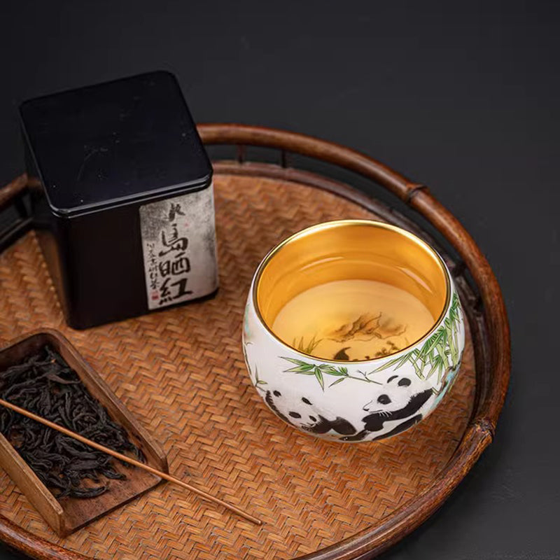 24K Gilt Panda Arhat Cup