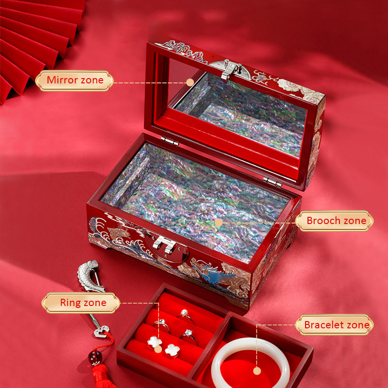Jewelry box with the pattern of dragon and phoenix symbolizing auspiciousness