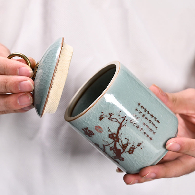 Ge Kiln Tea Caddy with Ice crack Pattern