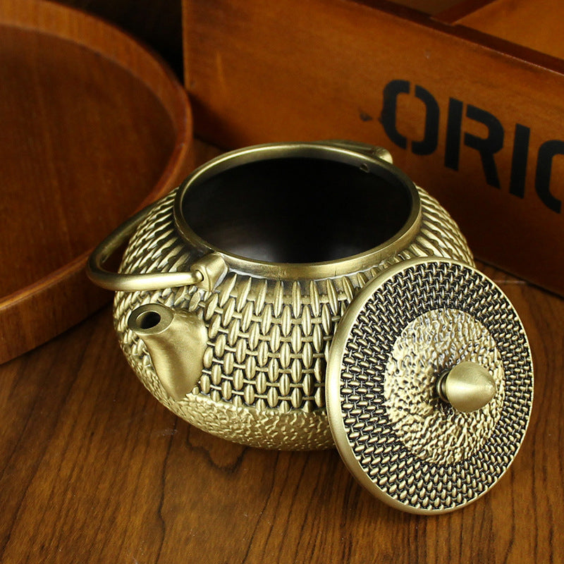 Brass Teapot Carrying Beam Woven Kettle can also be used as an office art ornament.