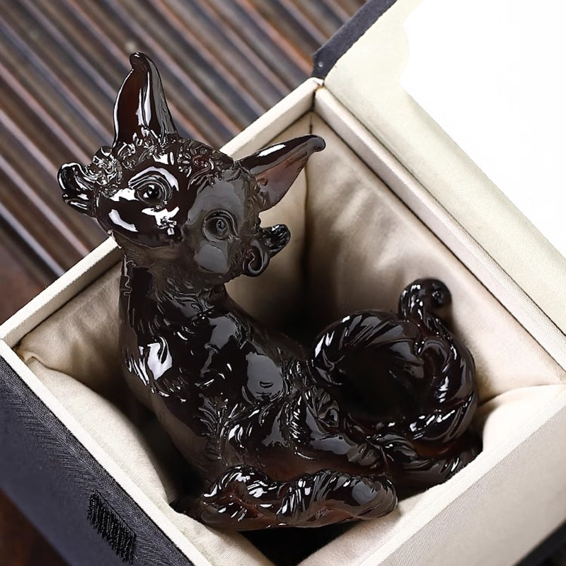 The color-changing tea pet in the shape of a Nine-Tailed Spiritual Fox