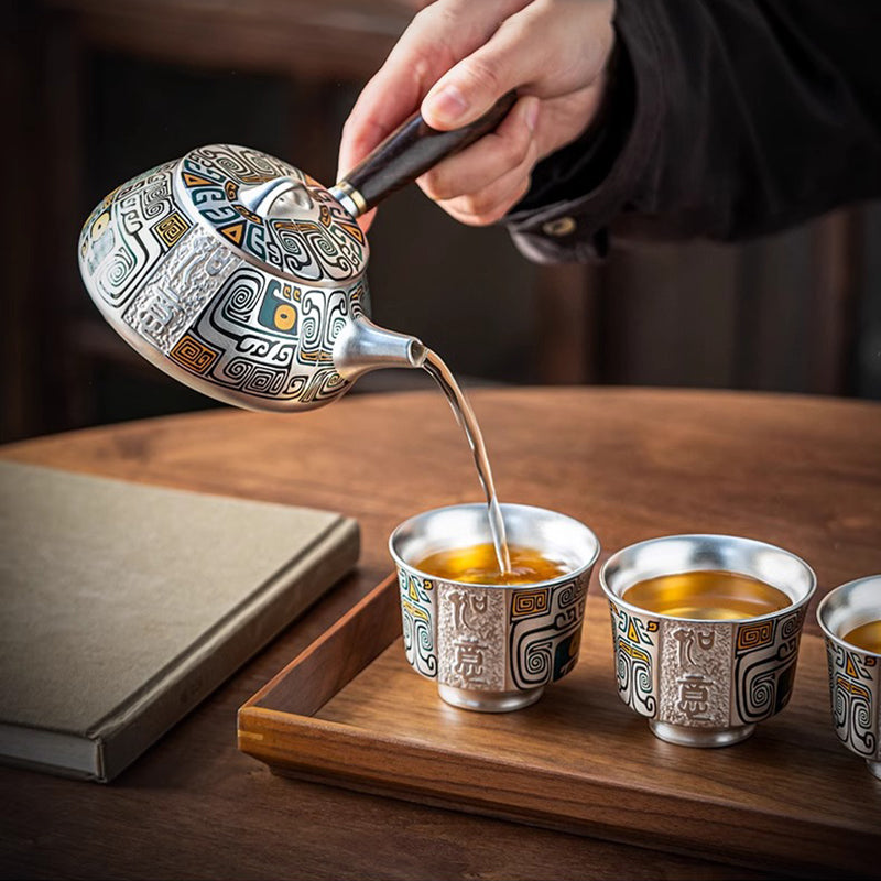 Auspicious Elephant and Wish fulfilling Gilt silver Set