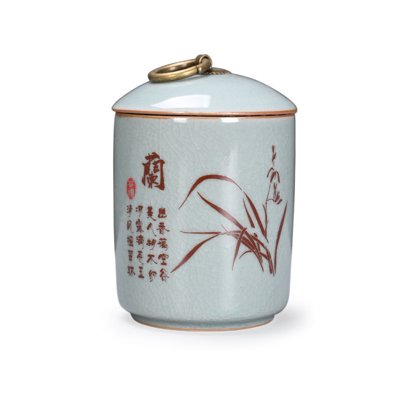 Ge Kiln Tea Caddy with Ice crack Pattern