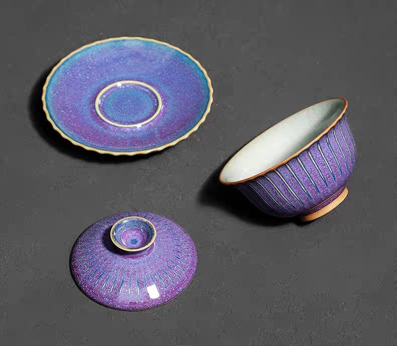 Yao Bian Jun Kiln Dreamy Purple Color Gaiwan—Each one is unique