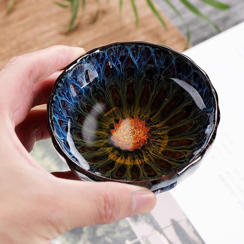 Kiln Variation Golden Lotus Jianzhan