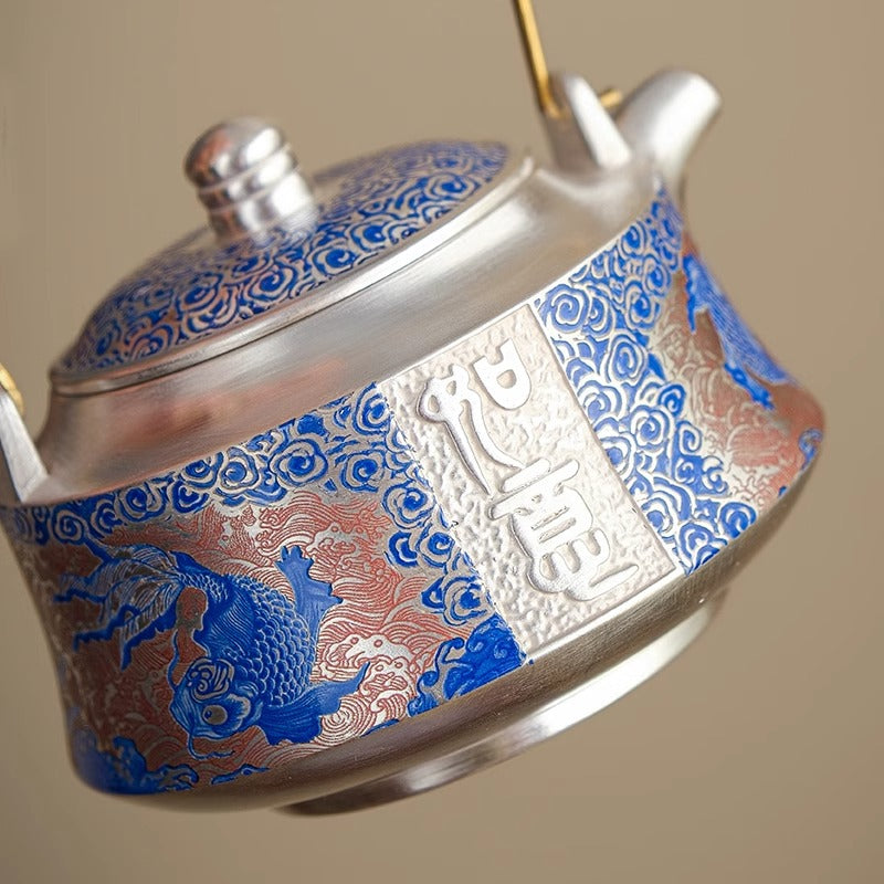 Gilt silver kungfu tea set
