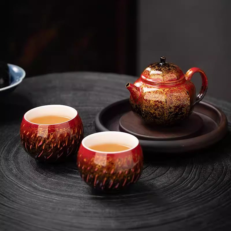 Intangible Cultural Heritage Lacquered Teapot - Cinnabar Skin Technique