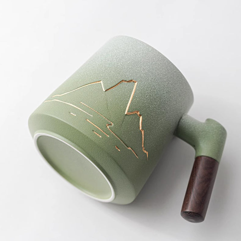 Large capacity Ceramic Mug with Thousand Li River and Mountain Pattern