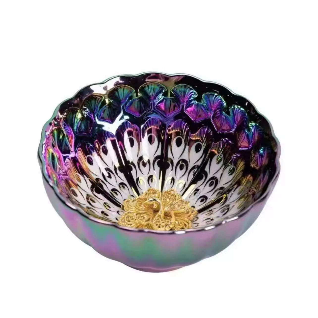 Colorful Golden Peacock Jianzhan Tea Cup