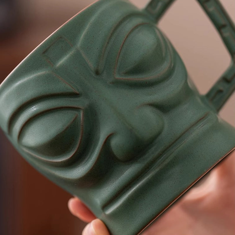 Sanxingdui Mask-shaped Mug with a Lid