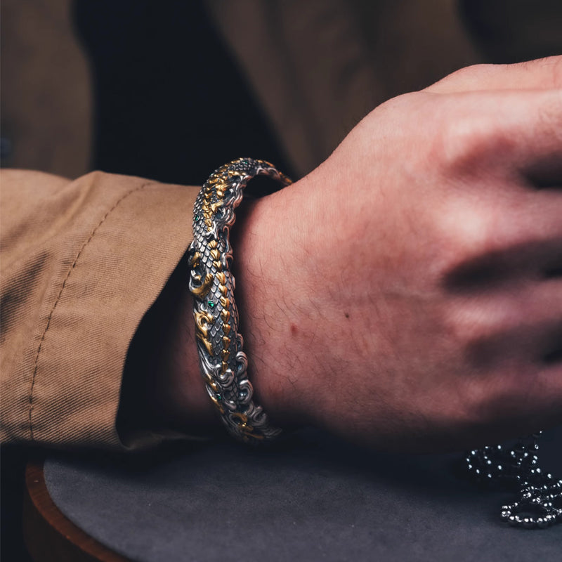 2025 Year of the Snake Limited - edition Pure Silver Plated with Gold Bracelet