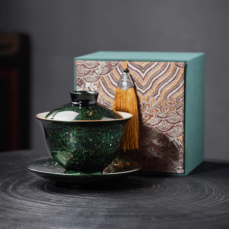 Intangible Cultural Heritage Lacquered Ru Kiln Covered Bowl