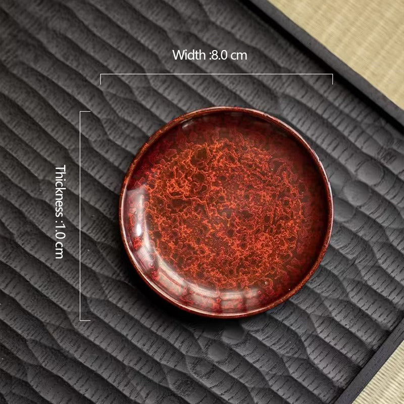 Handmade wooden-body rhino-hide pattern lacquer coaster —Luxurious Plate