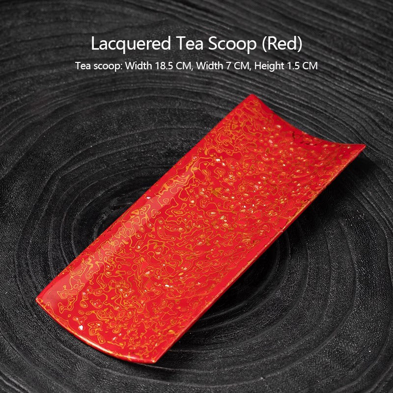 Lacquered Bamboo and Wood Tea Scoop and Tea Pusher